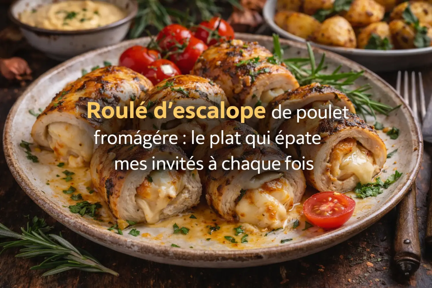 Roulé d'escalope de poulet fromagère
