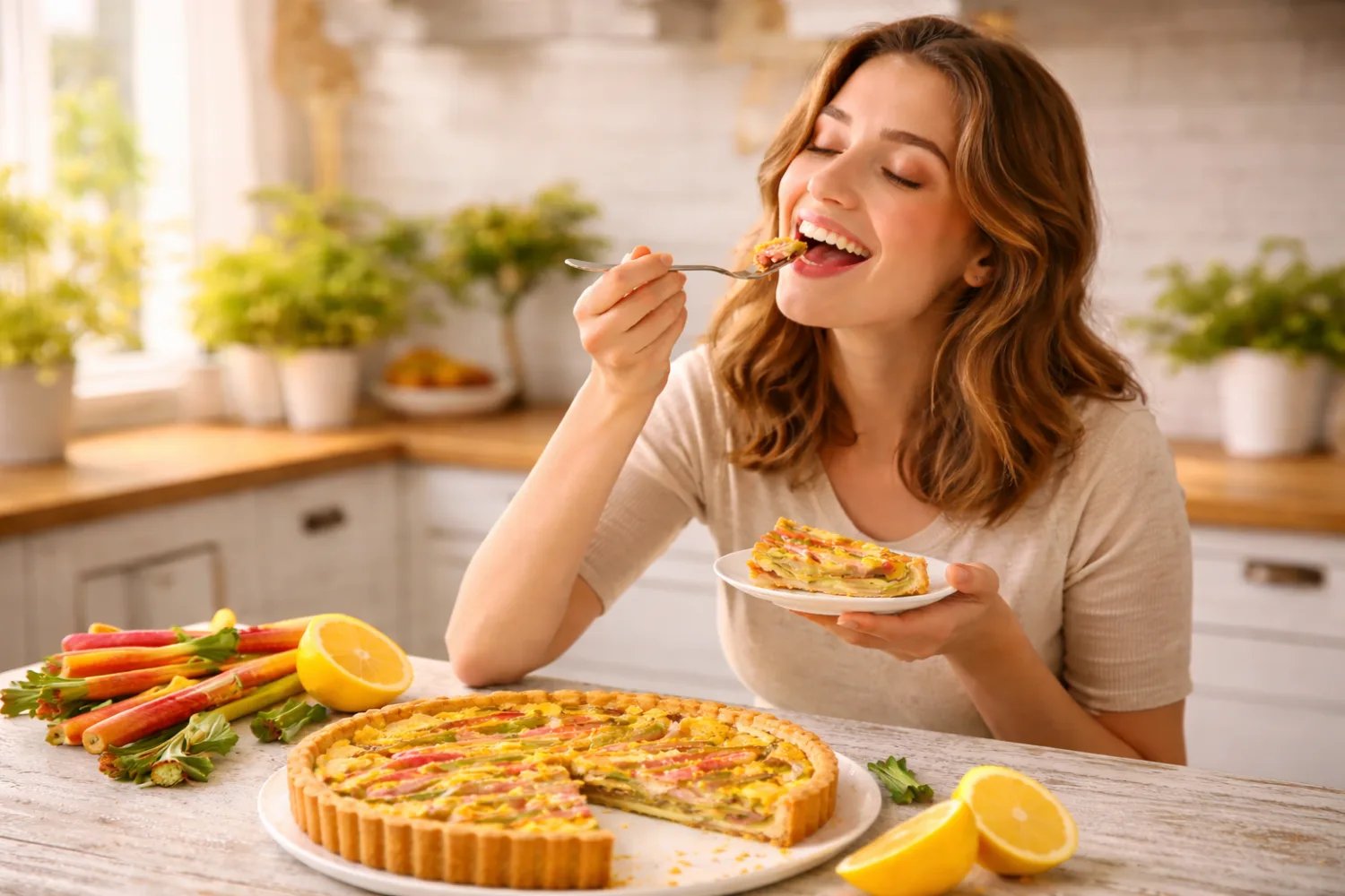 Tarte rhubarbe et citron : recette facile sucrée-acidulée