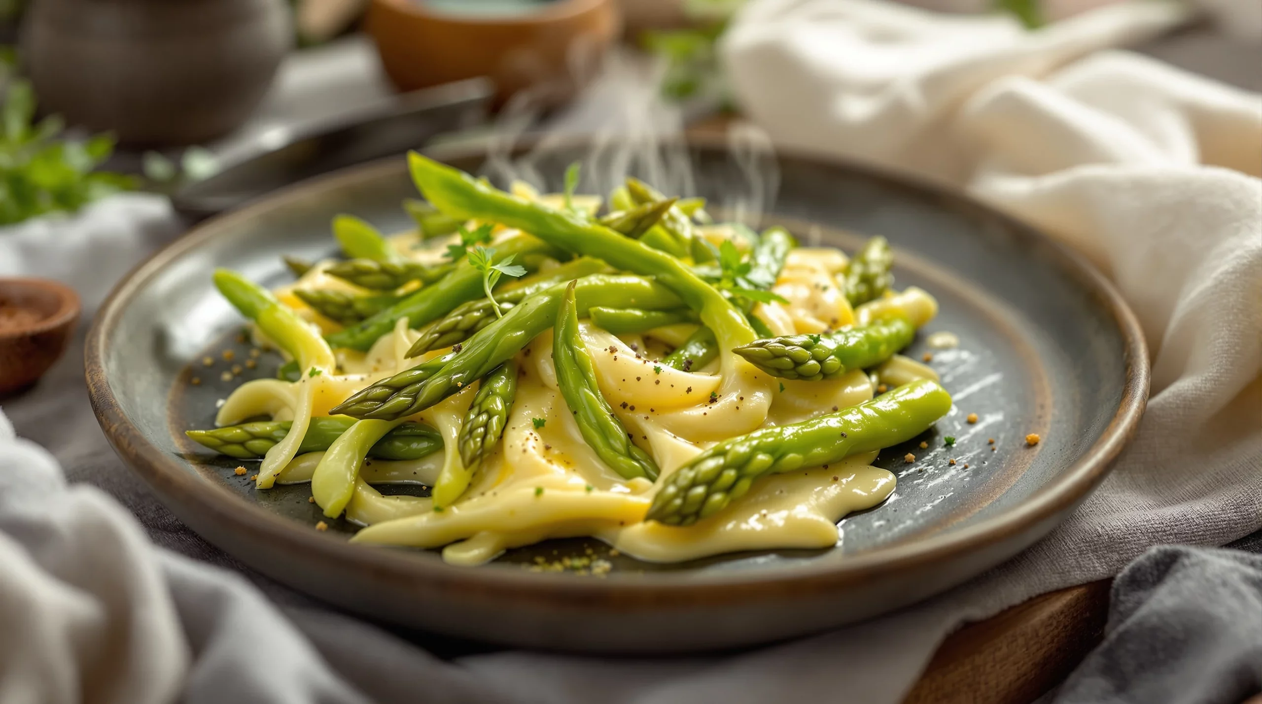 Asperges vertes crémeuses : mon astuce pour un plat printanier réussi