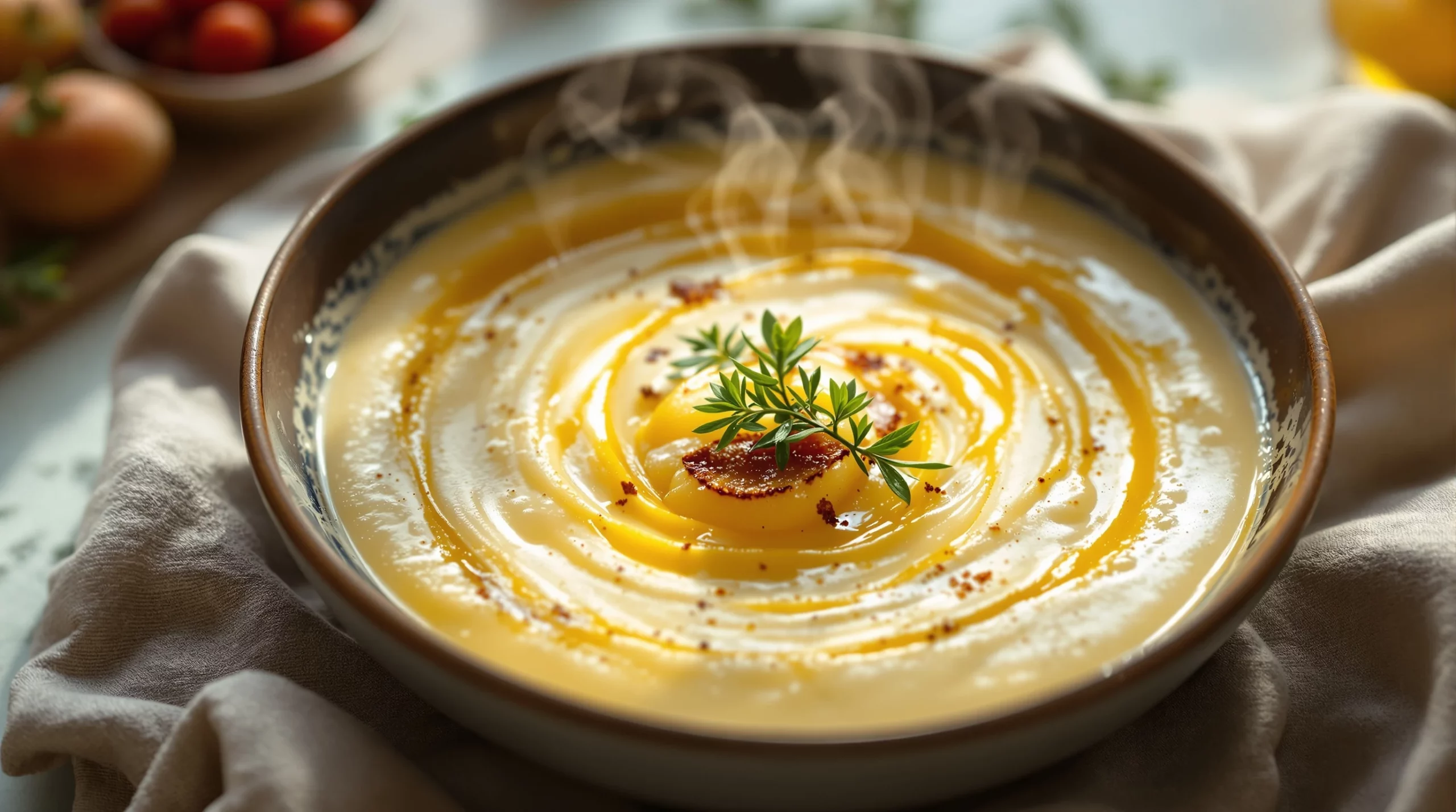 Vichyssoise froide : poireaux et pommes de terre en velouté d'été