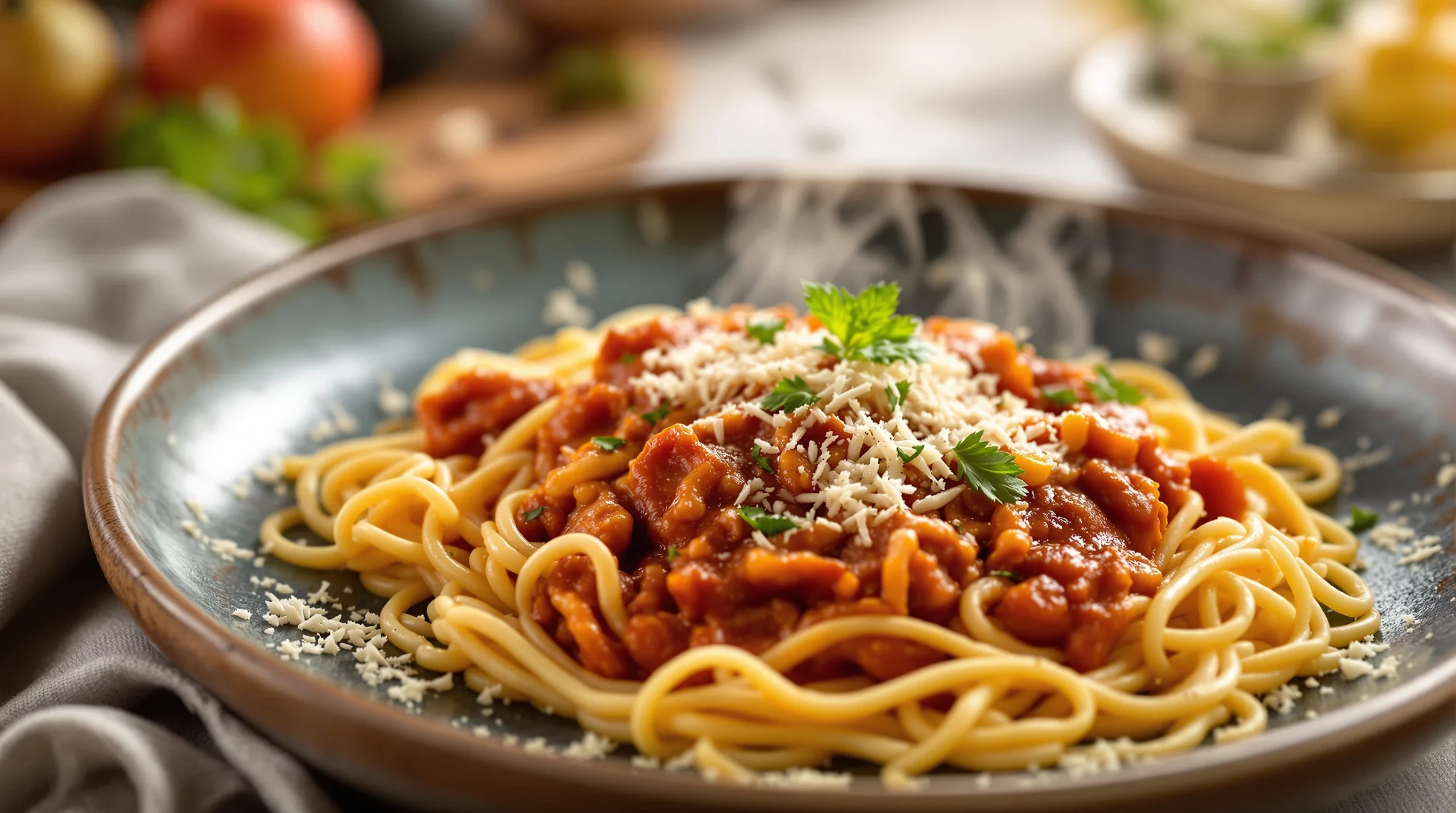 Pâtes à la bolognaise maison : la vraie recette qui mijote longtemps