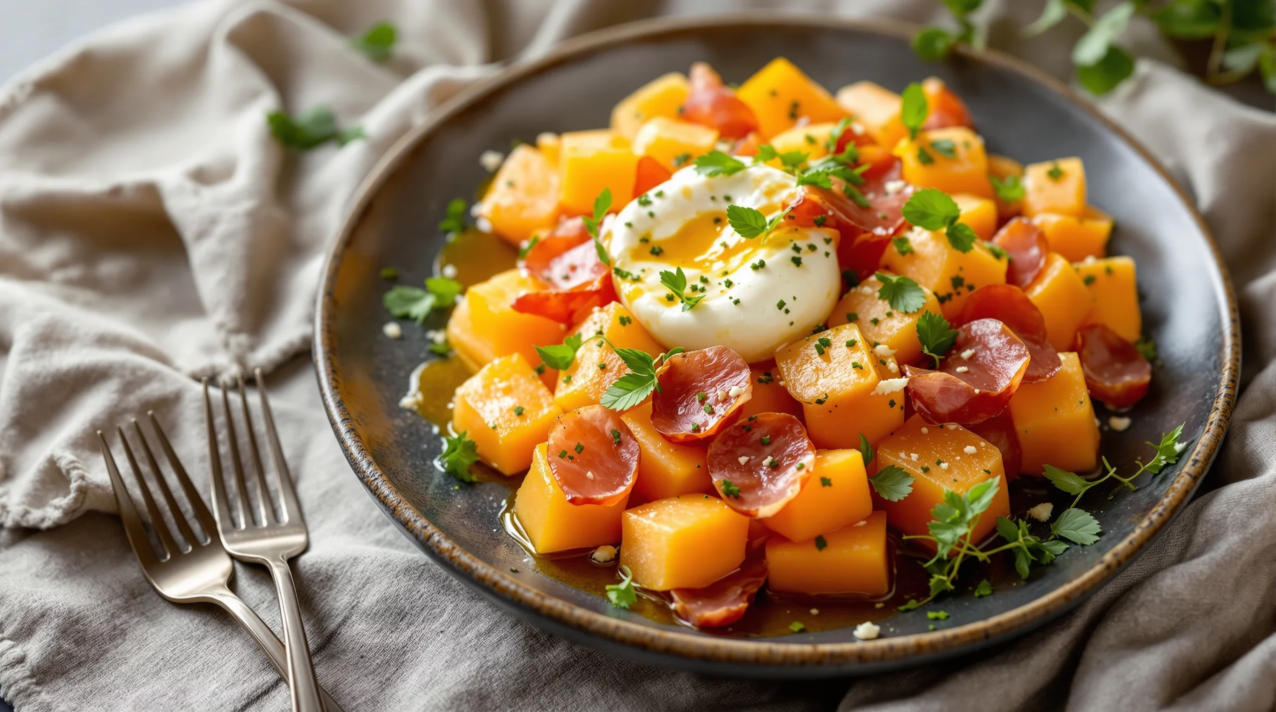 Salade de melon, burrata et jambon cru : ma version express de juin
