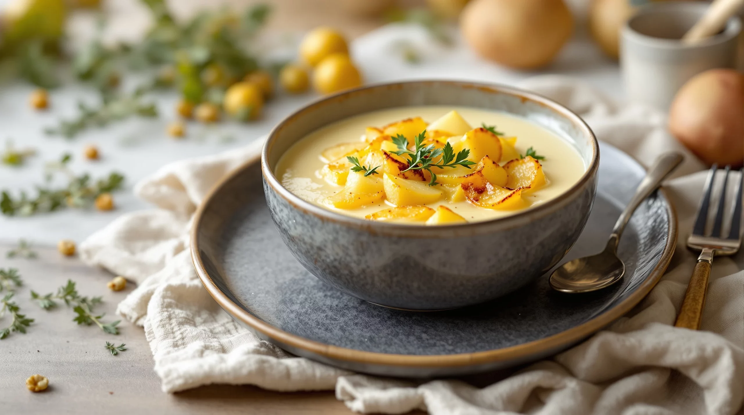 Vichyssoise froide : poireaux et pommes de terre en velouté d'été